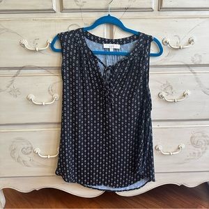 NWOT LOFT navy tank top with print